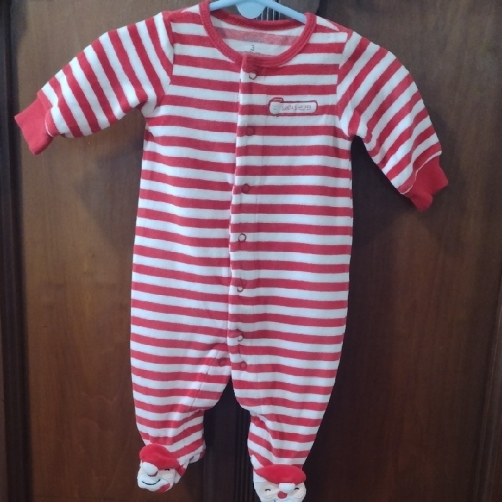 Carter's Striped Red and White Footed One Piece